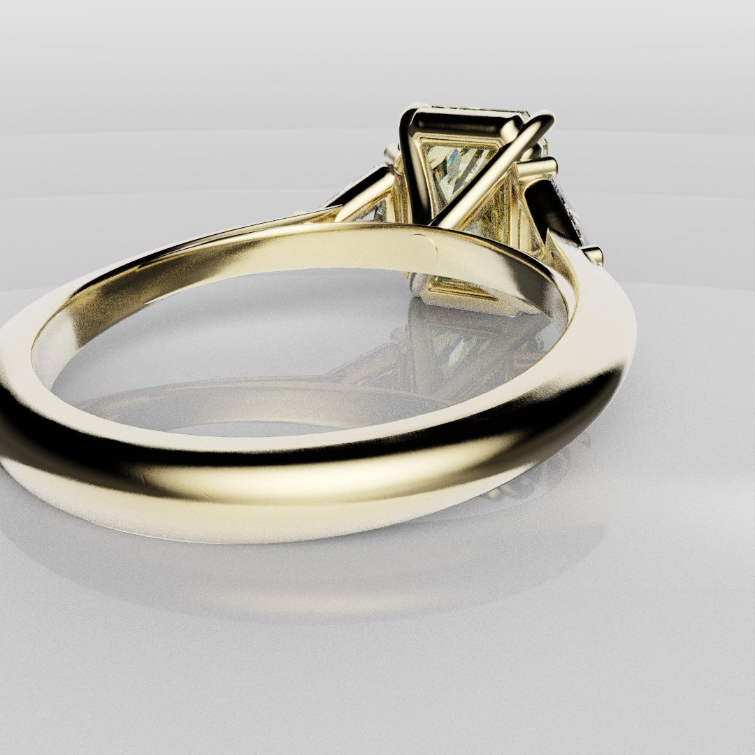 Fancy Yellow Radiant Cut Trilogy Engagement Ring