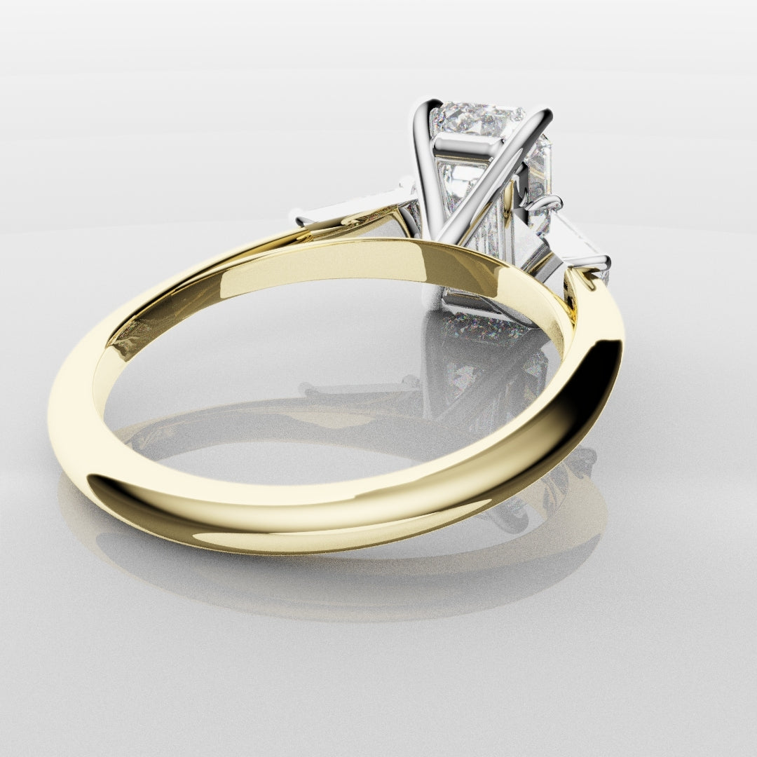 Emerald Cut Diamond Ring With Tapered Baguettes