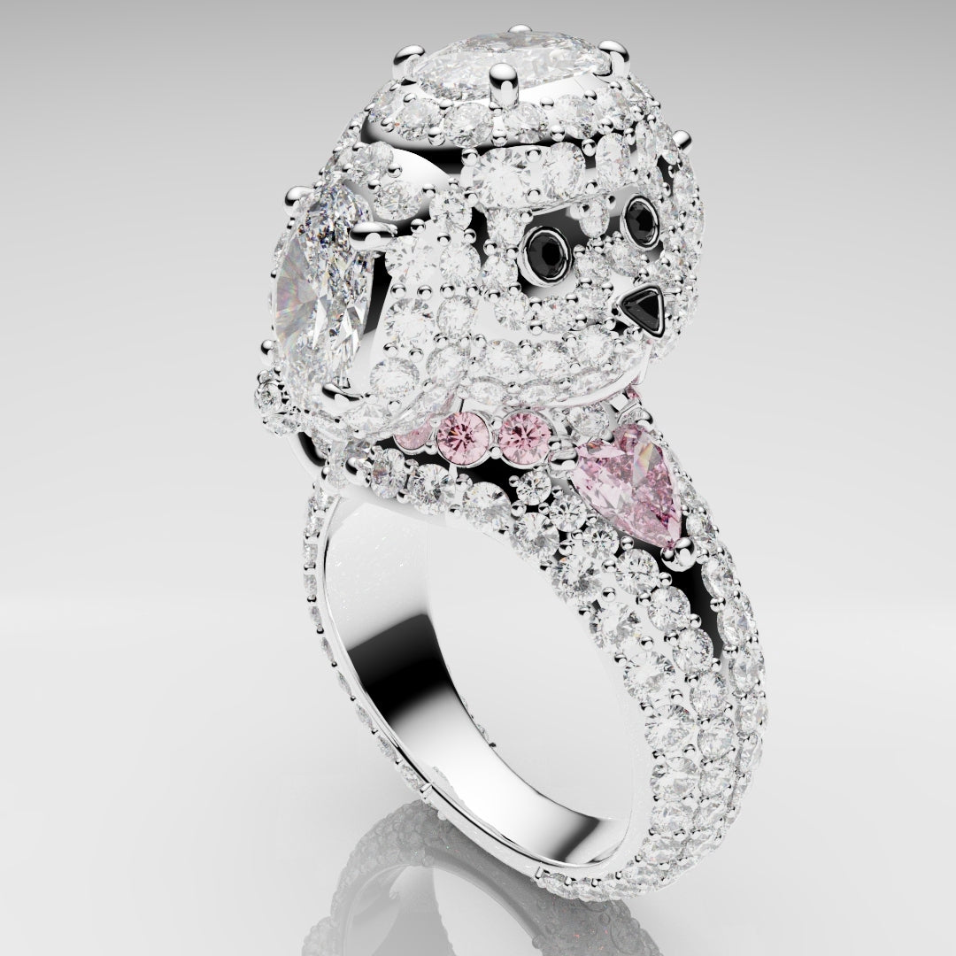 Bespoke Toy Poodle Diamond Ring