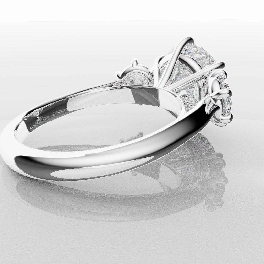 Six Claw Classic Round Trilogy Engagement Ring