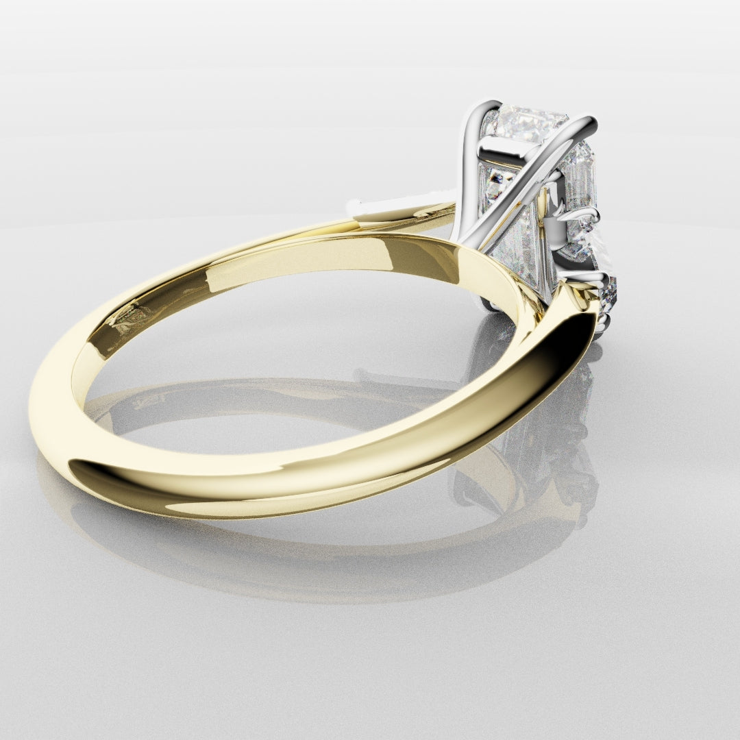 Emerald Cut Diamond Ring With Tapered Baguettes