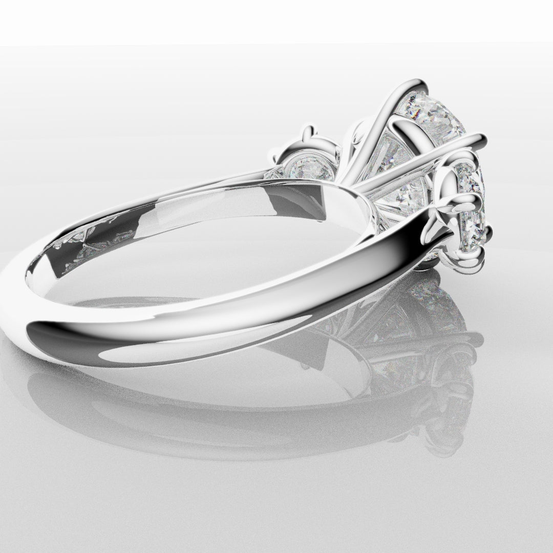 Six Claw Classic Round Trilogy Engagement Ring