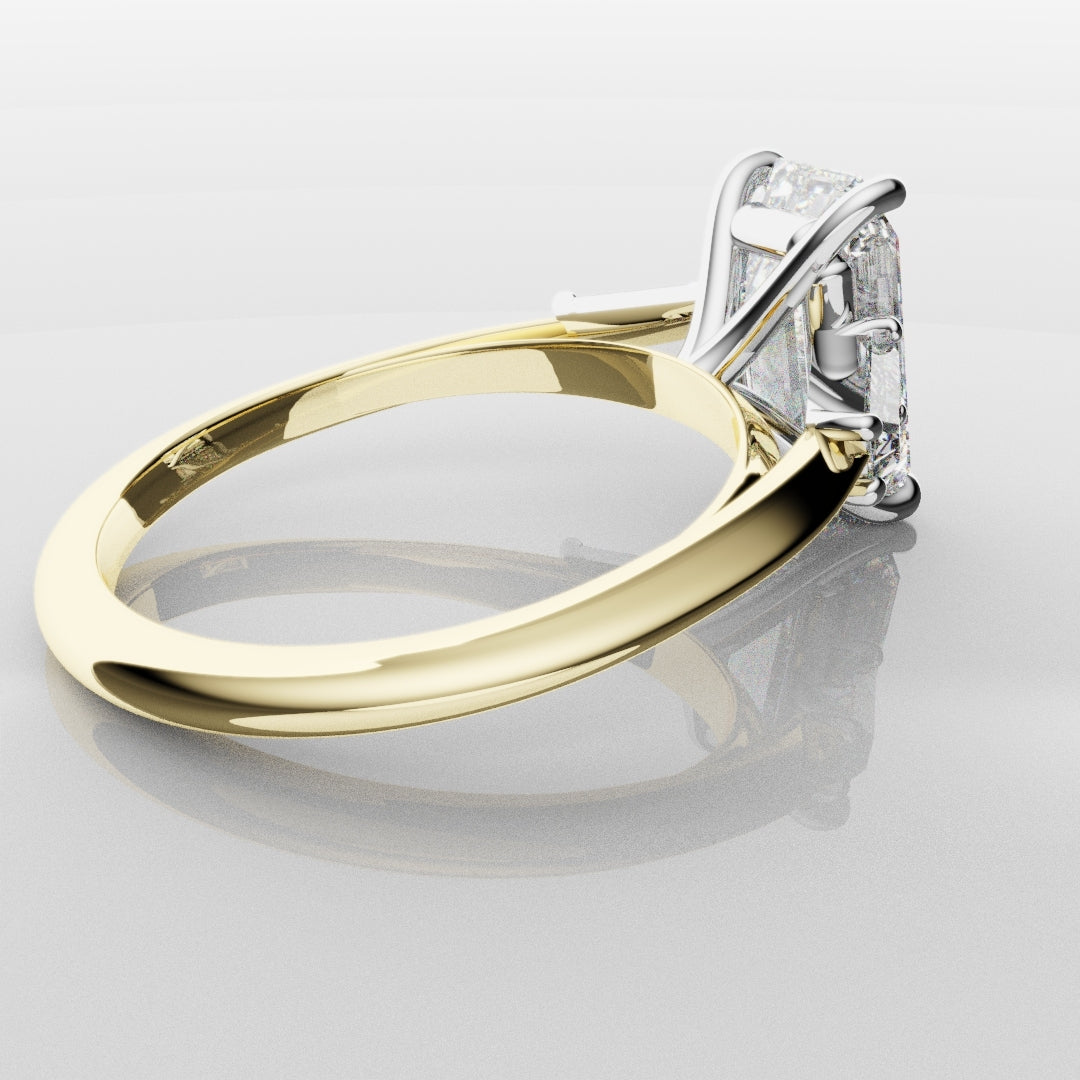 Emerald Cut Diamond Ring With Tapered Baguettes