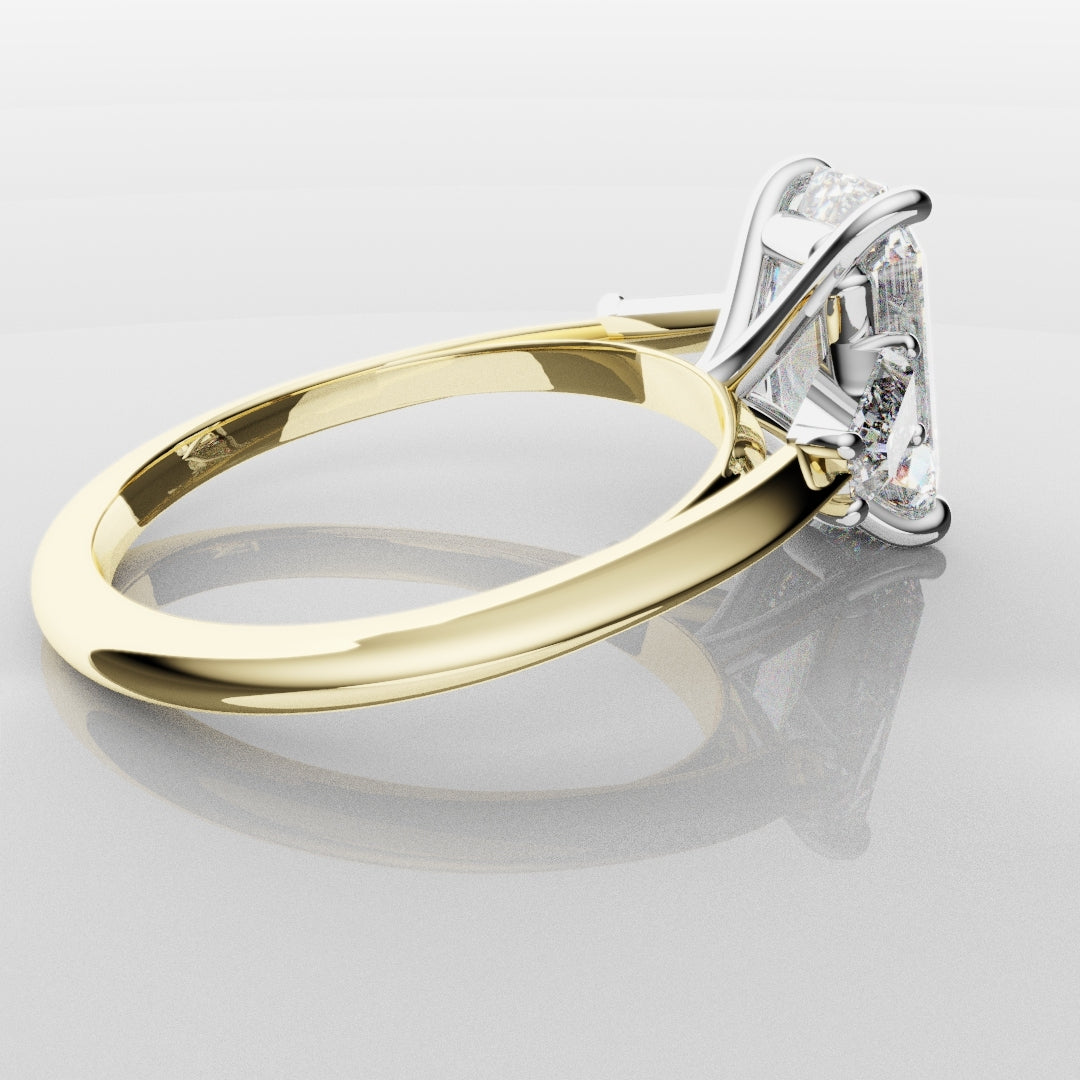 Emerald Cut Diamond Ring With Tapered Baguettes