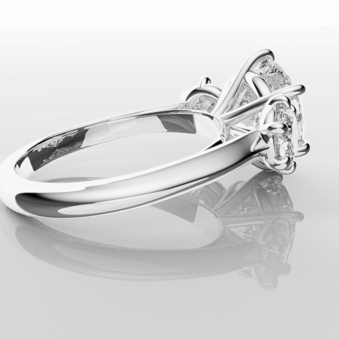Six Claw Classic Round Trilogy Engagement Ring