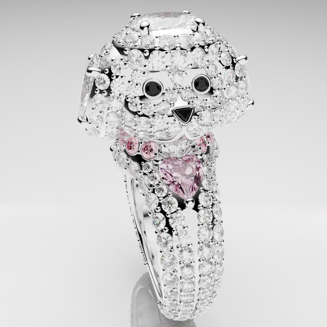 Bespoke Toy Poodle Diamond Ring