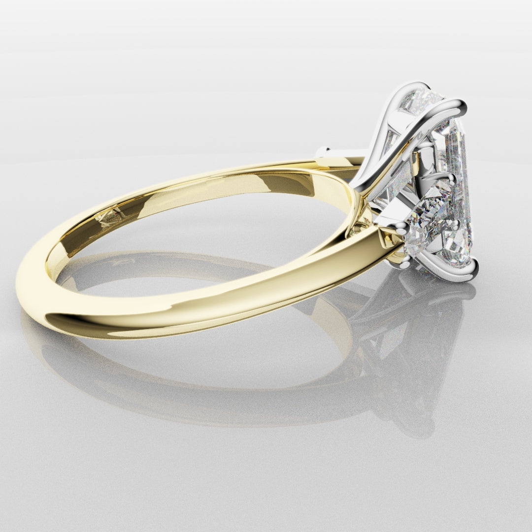 Emerald Cut Diamond Ring With Tapered Baguettes