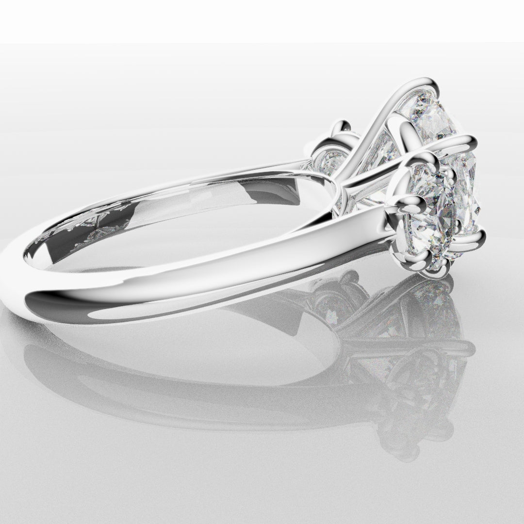 Six Claw Classic Round Trilogy Engagement Ring