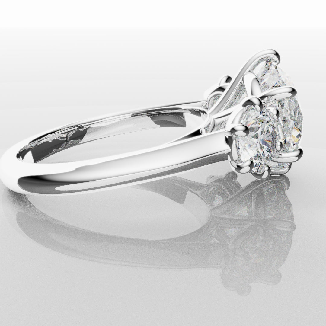 Six Claw Classic Round Trilogy Engagement Ring