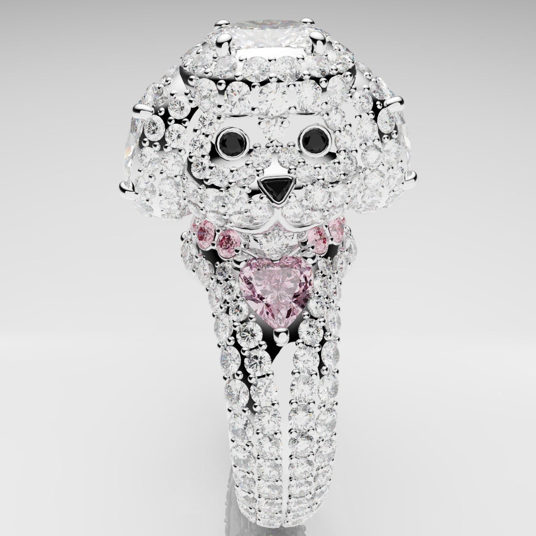 Bespoke Toy Poodle Diamond Ring