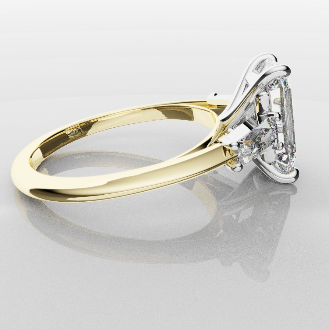 Emerald Cut Diamond Ring With Tapered Baguettes