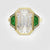 Emerald Cut Trilogy Engagement Ring With Green Emerald Trapezoids