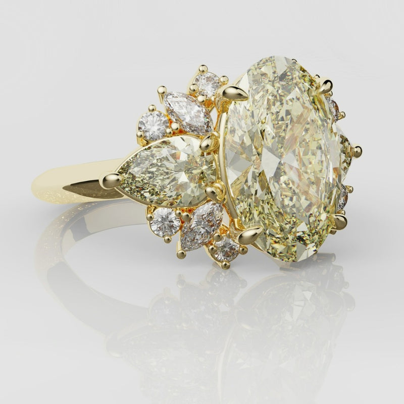 6ct Oval Yellow Diamond Engagement Ring