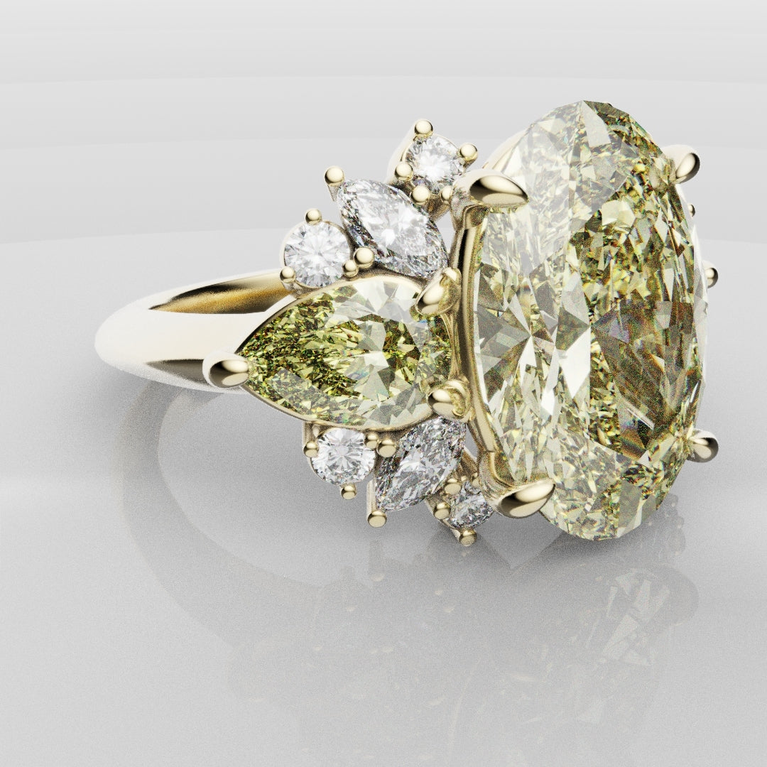 6ct Oval Yellow Diamond Engagement Ring