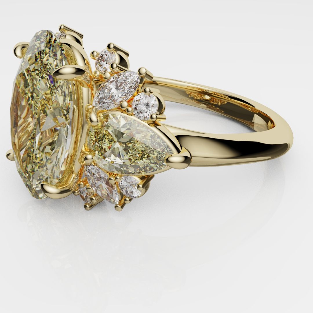 6ct Oval Yellow Diamond Engagement Ring