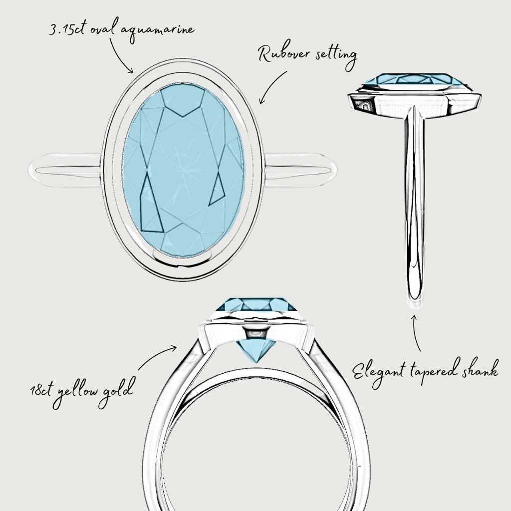 Unique Solitaire Aquamarine Engagement Ring