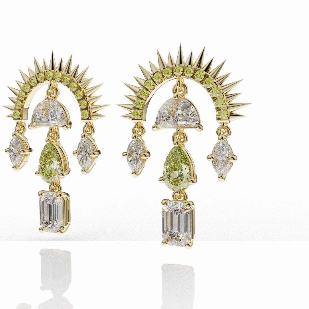 High Jewellery Sunburst Earrings Featuring Natural Yellow Diamonds
