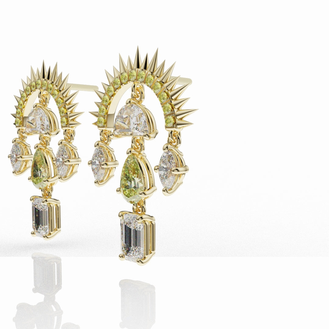 High Jewellery Sunburst Earrings Featuring Natural Yellow Diamonds