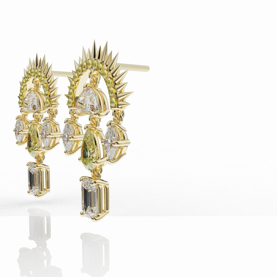 High Jewellery Sunburst Earrings Featuring Natural Yellow Diamonds