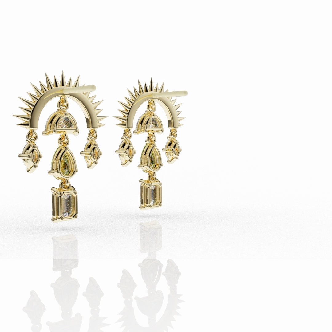 High Jewellery Sunburst Earrings Featuring Natural Yellow Diamonds