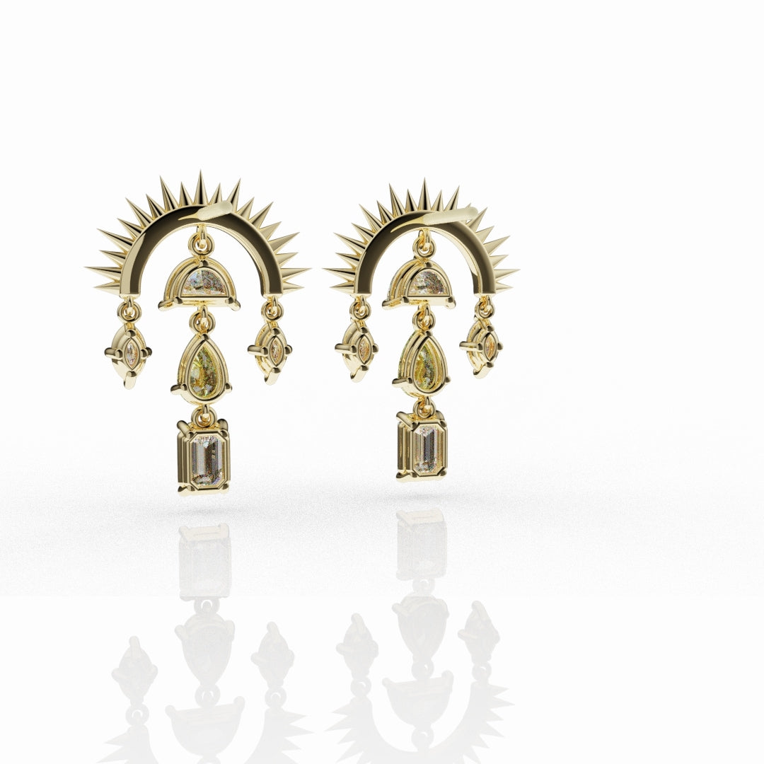 High Jewellery Sunburst Earrings Featuring Natural Yellow Diamonds