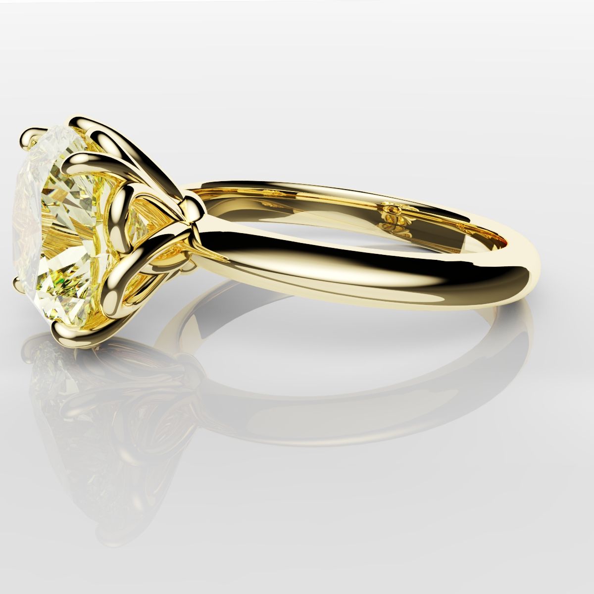 Cushion Cut Yellow Diamond Solitaire Knot Ring