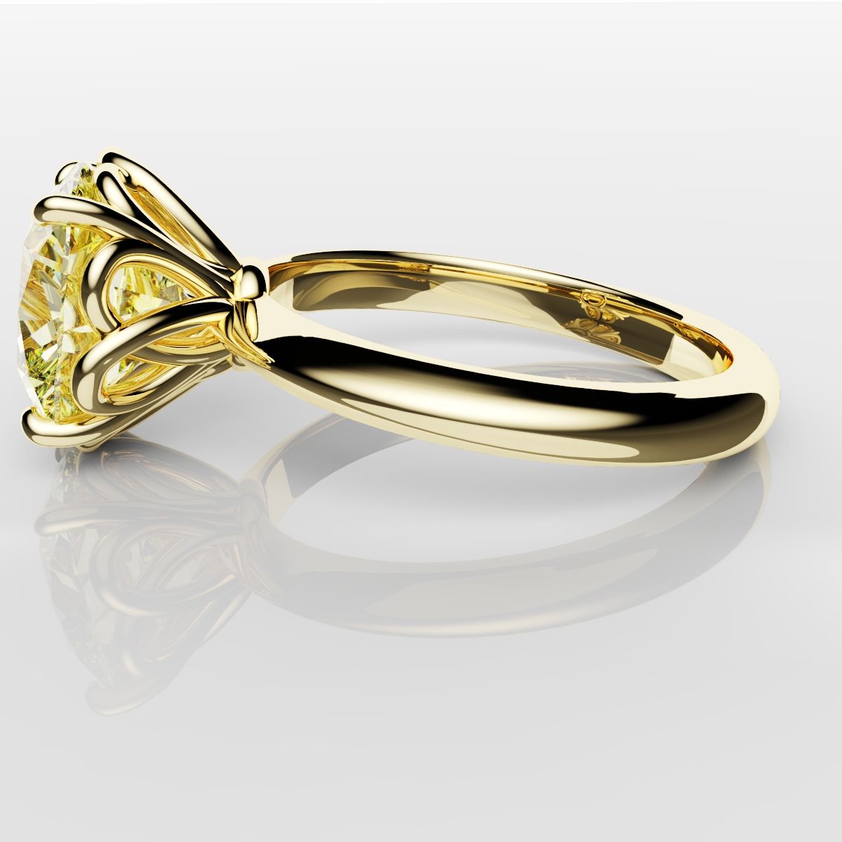 Cushion Cut Yellow Diamond Solitaire Knot Ring