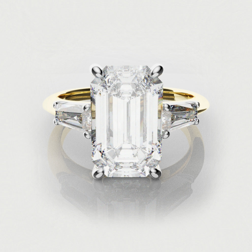 Emerald Cut Diamond Ring With Tapered Baguettes