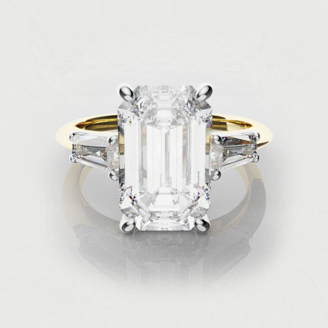 Emerald Cut Diamond Ring With Tapered Baguettes