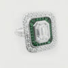 Emerald Cut Double Halo Art Deco Engagement Ring