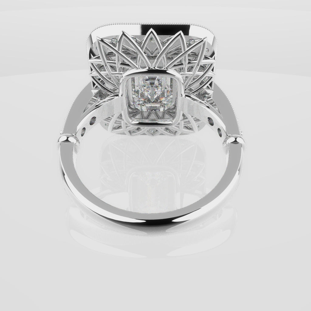 Emerald Cut Double Halo Art Deco Engagement Ring