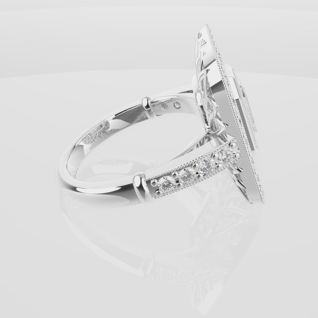 Emerald Cut Double Halo Art Deco Engagement Ring