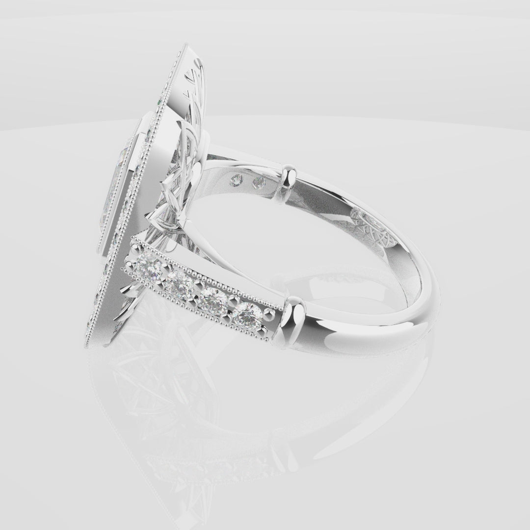 Emerald Cut Double Halo Art Deco Engagement Ring
