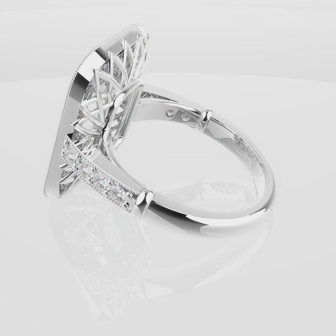 Emerald Cut Double Halo Art Deco Engagement Ring