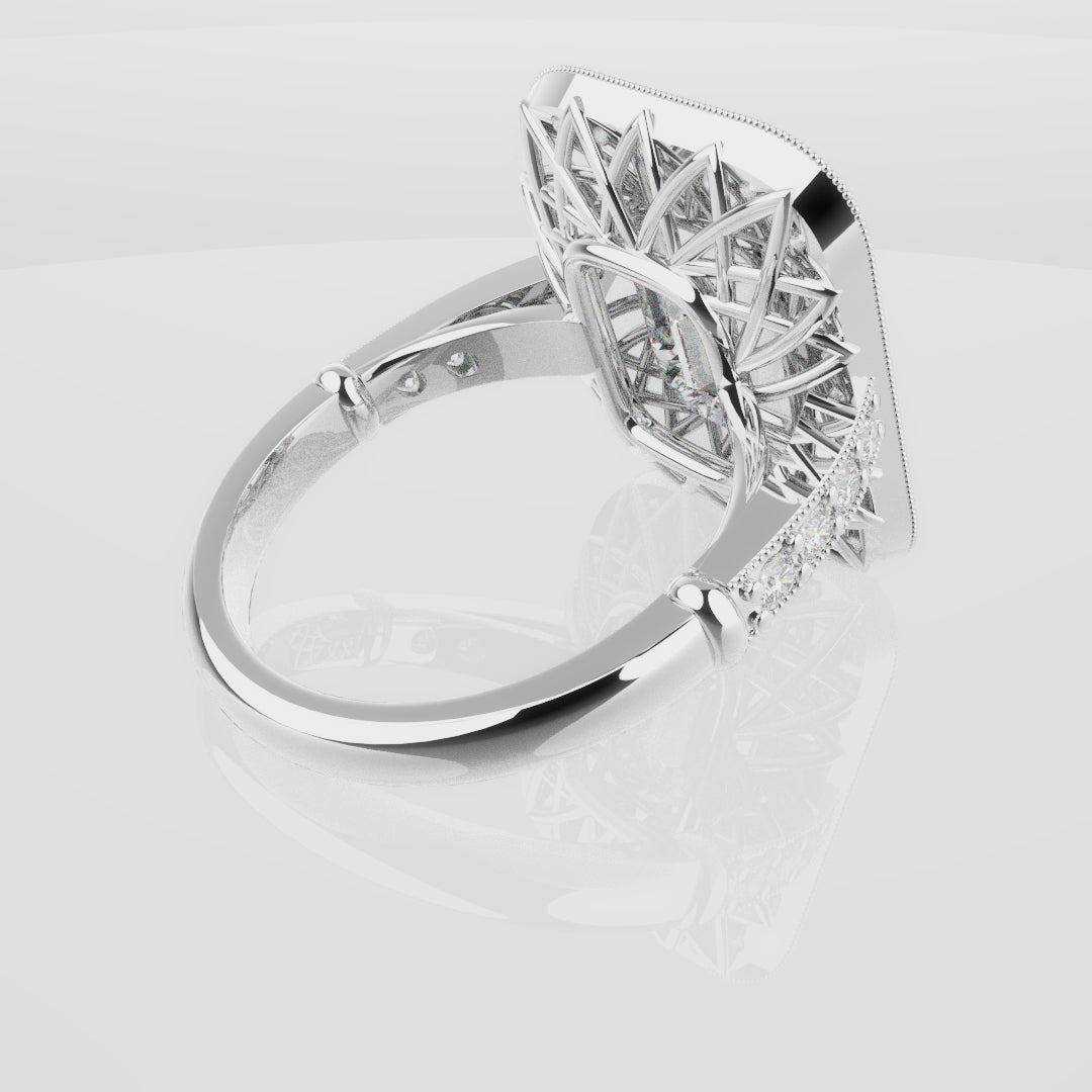 Emerald Cut Double Halo Art Deco Engagement Ring