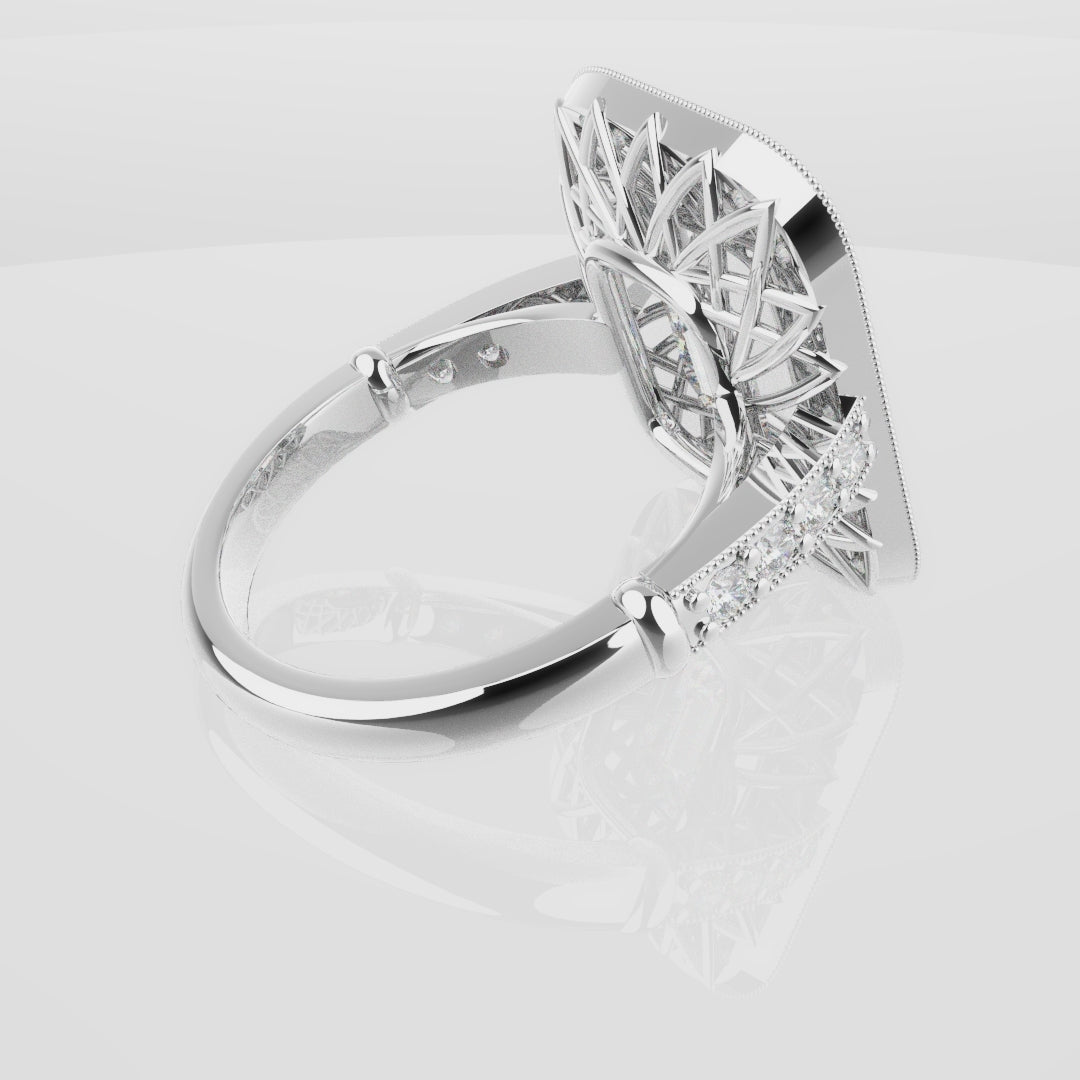 Emerald Cut Double Halo Art Deco Engagement Ring