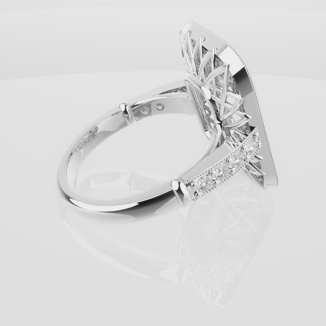 Emerald Cut Double Halo Art Deco Engagement Ring