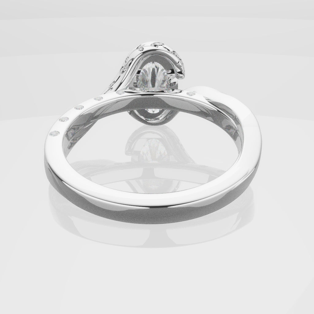 Flowing Vine Oval Diamond Engagement Ring with Hidden Diamonds