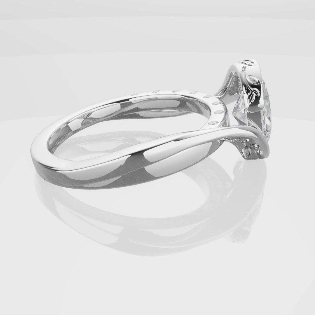 Flowing Vine Oval Diamond Engagement Ring with Hidden Diamonds