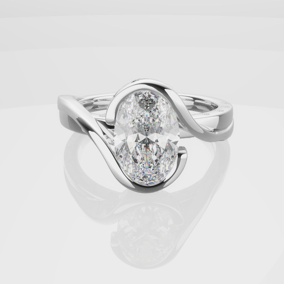 Flowing Vine Oval Diamond Engagement Ring with Hidden Diamonds