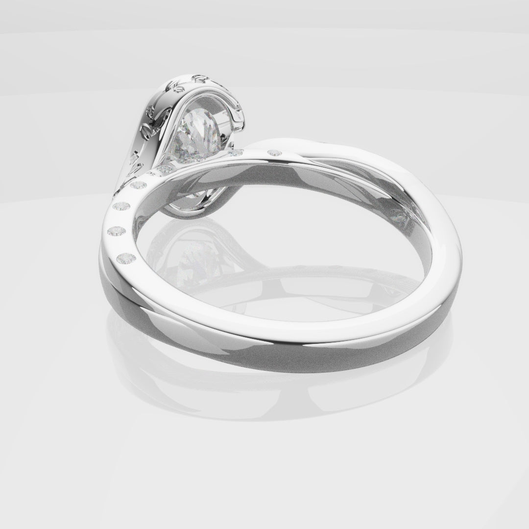 Flowing Vine Oval Diamond Engagement Ring with Hidden Diamonds