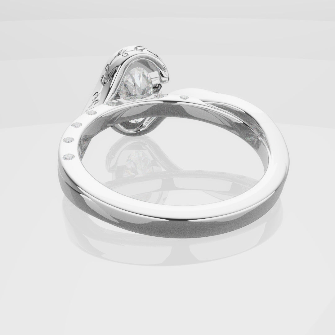 Flowing Vine Oval Diamond Engagement Ring with Hidden Diamonds