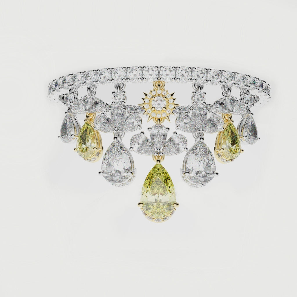 Bespoke High Jewellery Sun and Moon Bracelet - 18ct white gold and Yellow gold