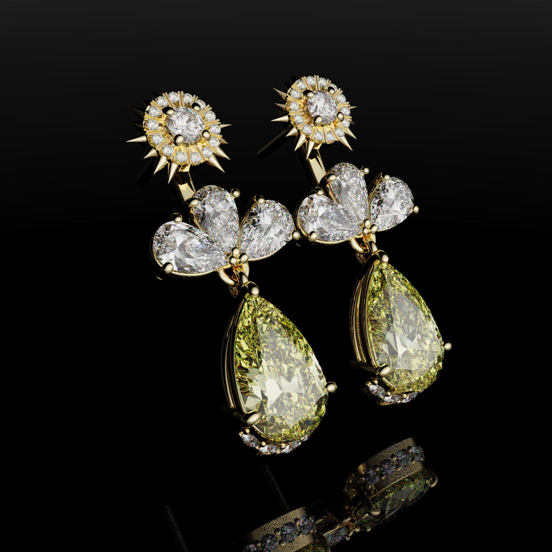 Bespoke High Jewellery Sun and Moon Earrings - Yellow Gold