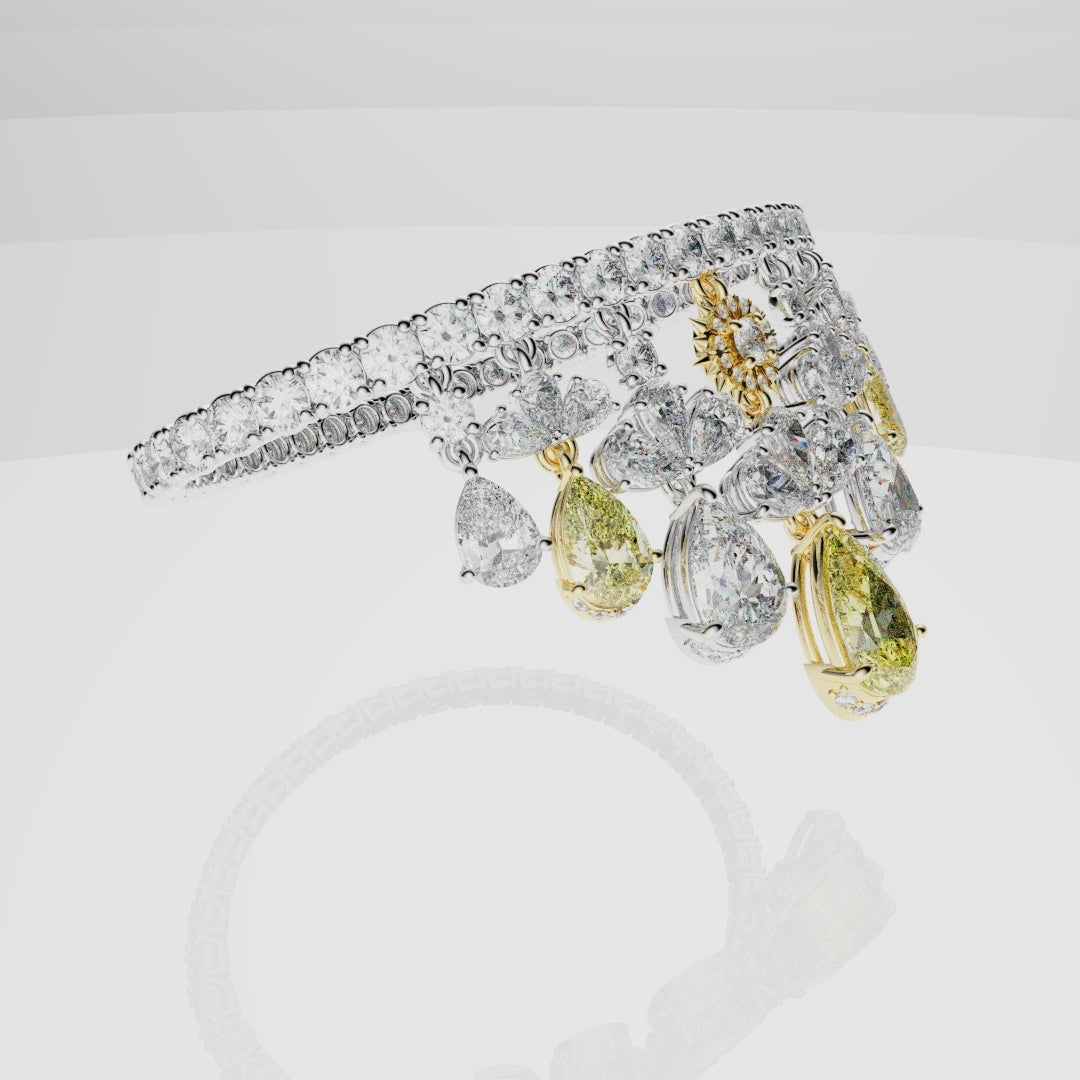 Bespoke High Jewellery Sun and Moon Bracelet - 18ct white gold and Yellow gold