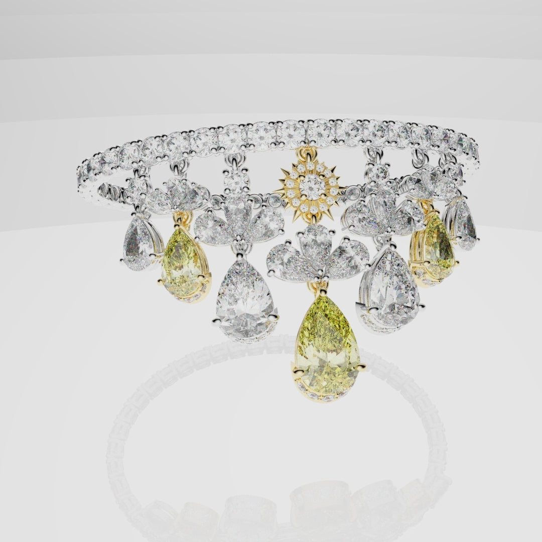 Bespoke High Jewellery Sun and Moon Bracelet - 18ct white gold and Yellow gold