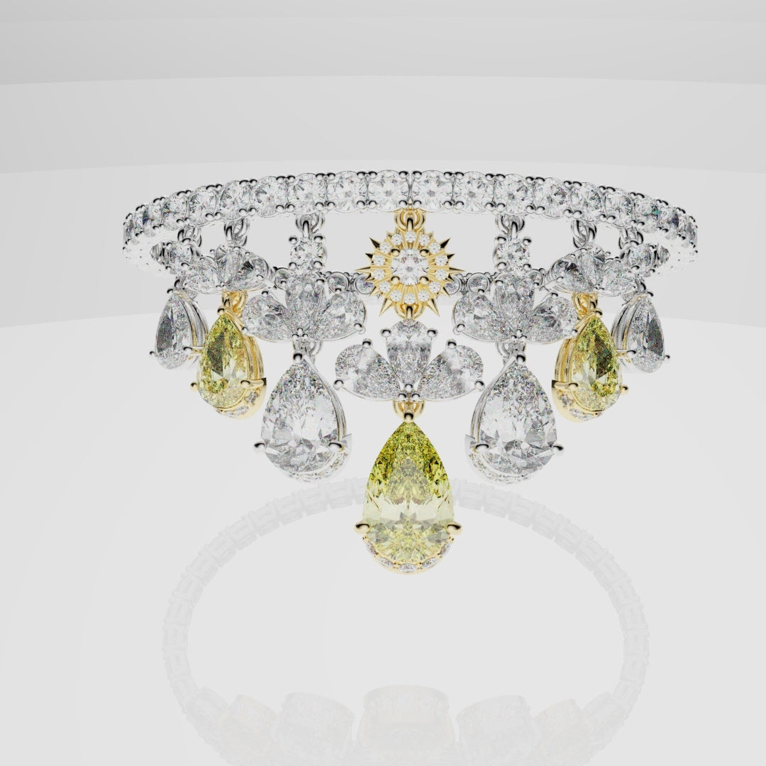 Bespoke High Jewellery Sun and Moon Bracelet - 18ct white gold and Yellow gold