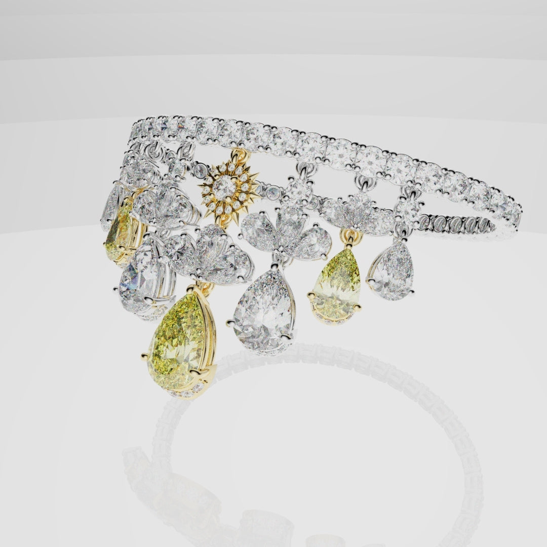 Bespoke High Jewellery Sun and Moon Bracelet - 18ct white gold and Yellow gold