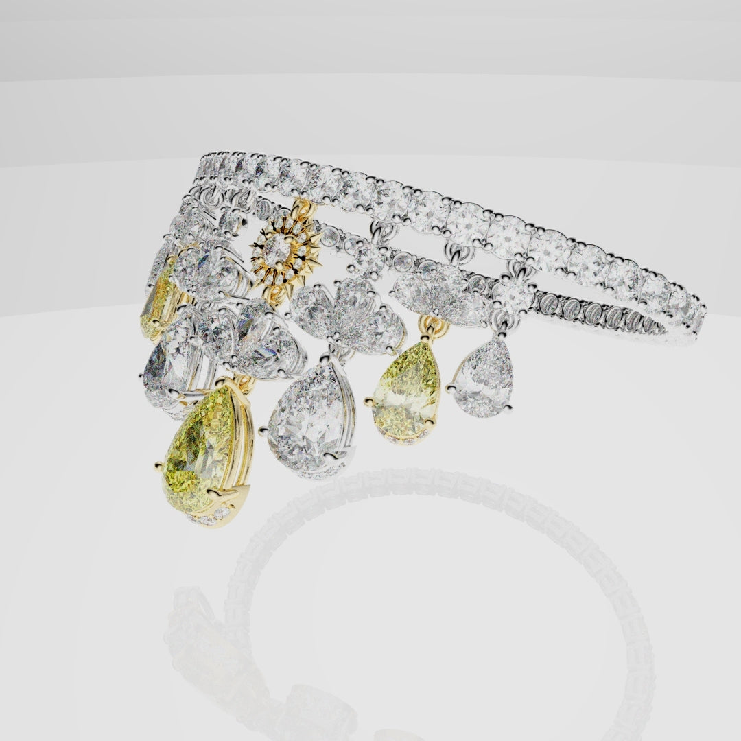 Bespoke High Jewellery Sun and Moon Bracelet - 18ct white gold and Yellow gold