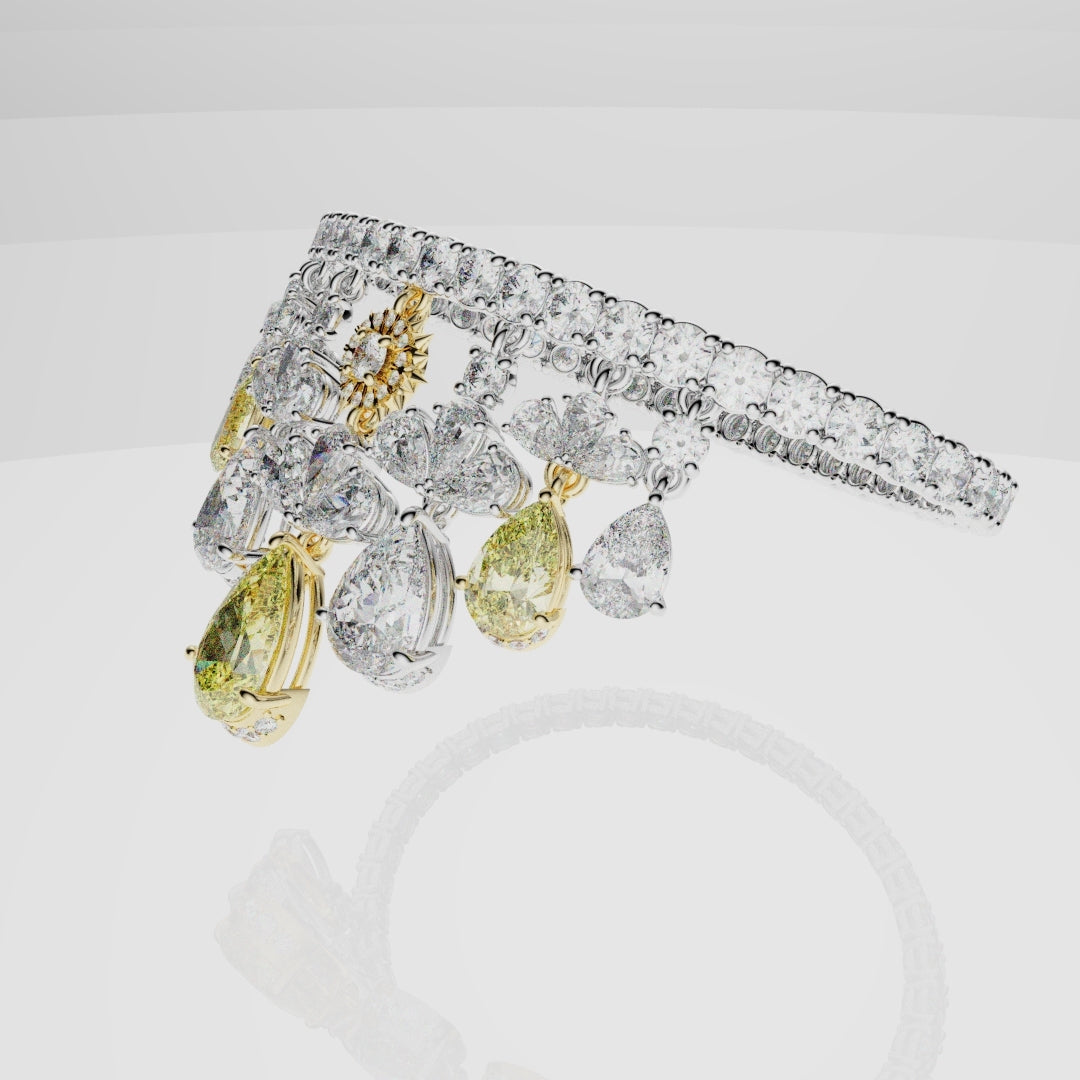 Bespoke High Jewellery Sun and Moon Bracelet - 18ct white gold and Yellow gold